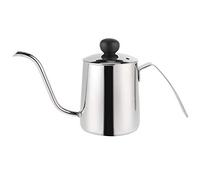 Nikou Bouilloire à café en acier inoxydable, bec Long de 250ml, avec poignée, pour la maison, café, argent (Avec couvercle)