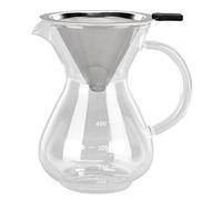 Nikou Bouilloire à café en verre résistante à la chaleur, cafetière à verser avec filtre en acier inoxydable, contrôle de brassage de qualité supérieure pour la cuisine à domicile (Base ronde)