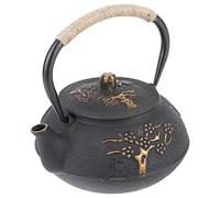 Nikou Bouilloire à fond plat en acier inoxydable, 0,9 l pour cuisinière à induction, théière en fonte et théière en fer, cuisine entiale pour les amateurs de thé