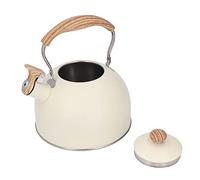 Nikou Bouilloire sifflante en acier inoxydable 2,5 L avec poignée ergonomique Beige Idéale pour une utilisation sur la cuisinière, résistante à la chaleur, cuisine entiale