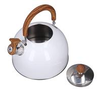 Nikou Bouilloire sifflante en acier inoxydable 304 de capacité de 2,5 l avec poignée ergonomique pour la cuisine Blanc