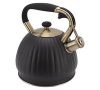 Nikou Bouilloire sifflante en acier inoxydable en forme de citrouille pour cuisinière, finition noire, idéale pour les amateurs de thé et la cuisine 3,5 l