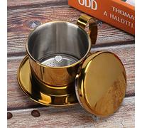 Nikou Cafetière en acier inoxydable de style vietnamien, infuseur goutte à goutte pour la maison, la cuisine, le bureau, l'extérieur, finition dorée, comprend un filtre anti-goutte, design