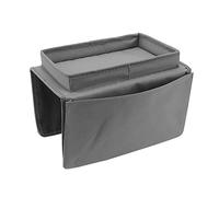 Nikou Canapé Plateau Canapé Bras Table Porte-gobelet Accoudoir Rangement Pliant Tissu Oxford 600D Poches Latérales(gris)