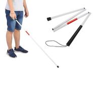 Nikou Canne d'aveugle Pliante, Canne de Marche Blanche Longue Bâton Pliant pour la mobilité Pliable Bâton de Marche Pliable Canne Blanche réfléchissante Rouge pour Les aveugles et Les malvoyants