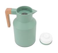 Nikou Carafe à café 1L, grande capacité, poignée en bois de hêtre, bouilloire à isolation thermique, cafetière pour la maison, le bureau et l'extérieur (Verte)
