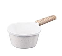Nikou Casserole de cuisine en pierre médicale avec becs verseurs, hauteur profonde pour chauffage, huile de friture et lait, blanc, diamètre 20 cm