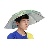 Nikou Chapeau De Parapluie Pêche, Chapeaux Parapluie avec Bande Élastique, 65cm Handfree Headwear Head Hats Chapeau Pliable de Pêche en Plein Air (Camouflage)