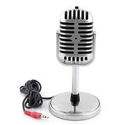 Nikou Compact Classic Style Rétro Dynamique Stéréo Microphone Pratique Micro Audio Câble Compatible pour P-C Notebook avec 1.8 M 3.5 MM