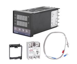 Nikou Contrôleur de Température, Kits de Contrôleur de Température PID LED Numérique REX-C100 avec Alarme 0℃~1300℃ AC110V-240V