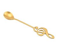 Nikou Cuillère à café en acier inoxydable, motif notes de musique, 18 cm de long, idéale pour les derts et les boissons