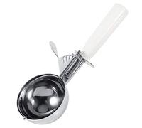 Nikou Cuillère à Glace 8cm, Appareil Professionnel de Boule de Glace avec Gâchette, Cuillère à Crème Glacée à Fruits en Acier Inoxydable, Poignée en Plastique, pour Glaces et Fruits (Blanc)