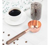 Nikou Cuillère à mesurer à café en acier inoxydable à long manche pour grains de café, lait en poudre, thé, cuillère à mesurer de cuisine, finition dorée, 18 cm de long, outil de cuisine