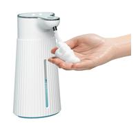 Nikou Distributeur de savon automatique 400 ml - Avec capteur infrarouge - Fixation murale 500 mAh - 2 niveaux réglables - Étanchéité IPX6 - Pour cuisine, salle de bain - Blanc