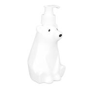 Nikou Distributeur de shampooing, pompe style ours blanc, matériau PP et PE, 16,5 x 7,3 cm, idéal pour salle de bain, toilettes, savon liquide, après-shampooing, gel douche