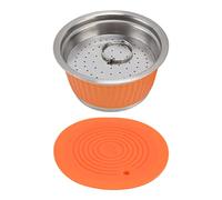 Nikou Ensemble de capsules de café réutilisables en acier inoxydable pour machine, comprend une cuillère à brosse, un ensemble de capsules de café rechargeables, orange