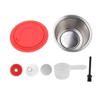 Nikou Ensemble de capsules de café réutilisables, filtre en acier inoxydable avec couvercle en poudre, plaqué or, compatible avec capsules de café rechargeables Accory