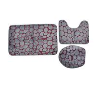 Nikou Ensemble de tapis de salle de bain en flanelle texture pierre, 2 couleurs, tapis de bain antidérapant avec envers en caoutchouc, housse pour abattant de toilette, pour un usage domestique