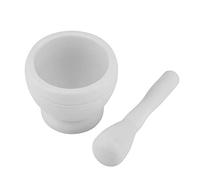 Nikou Ensemble Mortier et Pilon en Plastique, Broyeur D'Ail Manuel, Bol de Broyage, Outil de Cuisine, éPices, Herbes(Blanc, Mortier 11x9cm, Mortier et Pilon Longueur 17,5 cm)