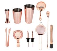 Nikou Ensemble shaker à cocktail 11 pièces en acier inoxydable avec passoire à cocktail, accessoires de bar or rose pour fêtes à la maison, accords inclus