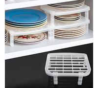 Nikou Étagère à vaisselle sous évier en plastique pour cuisine et salle de bain, support multi-niveaux pour assiettes et plats, design peu encombrant, 30 x 20 x 15 cm