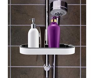 Nikou Étagère de rangement réglable pour shampooing et savon, étagère de rangement de salle de bain avec plateau de pommeau de douche, multifonction pour pommeau de douche, installation facile, design
