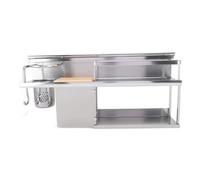 Nikou Étagère murale à 2 niveaux en alliage d'aluminium pour ustensiles de cuisine, étagère de rangement pour spatule, cuillère, pot d'assaisonnement, rangement de cuisine, rangement des épices