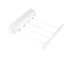 Nikou Étendoir à Linge 4 Lignes, Étendoir à Linge Rétractable de 3,2m pour Intérieur Fixation Murale à Linge Corde à Linge Pliante D'extérieur pour Intérieur et Extérieur