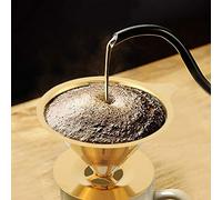 Nikou Filtre à café en acier inoxydable titane doré avec support de tasse et poignée, goutteur à café pour brassage, facile à utiliser, cuisine ential