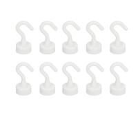 Nikou Lot de 10 crochets magnétiques en plastique extra puissants - Mini crochets blancs - Pour cuisine, salle de bain, chambre à coucher