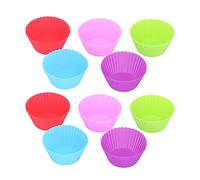 Nikou Lot de 10 moules à muffins réutilisables en silicone de qualité alimentaire pour pâtisserie, anti-adhésifs, résistants à la chaleur, parfaits pour muffins et cupcakes