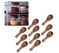 Nikou Lot de 10 petites cuillères en bois pour condiments de cuisine, huile, café, thé, sucre, cuillère à café en bois, cuillères de dégustation