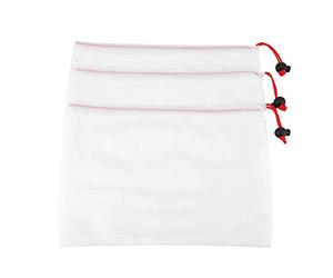 Nikou Lot de 11 sacs réutilisables en maille avec cordon de serrage, sacs de rangement pour fruits, légumes, jouets, sacs de courses, légers, lavables, 30 x 40 cm, multi-usage