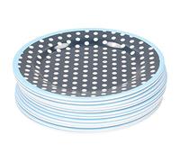 Nikou Lot de 12 assiettes à salade en porcelaine synthétique de haute qualité, motif pois bleu foncé, idéal pour un usage domestique, plat à salade, assiettes alimentaires, assiettes à fruits