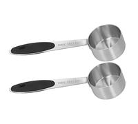 Nikou Lot de 2 cuillères à café en acier inoxydable, 1/8 tasse (30 ml), cuillère à mesurer pour grains de café, lait en poudre, thé, design en acier inoxydable