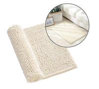 Nikou Lot de 2 tapis de sol en coton chenille absorbant l'eau antidérapant pour salle de bain et salon, gris foncé et blanc, 50 x 80 cm, design antidérapant