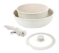 Nikou Lot de 3 casseroles et poêles antiadhésives avec poignée amovible, compatible avec l'induction, poêles et poêles à frire avec couvercle en verre