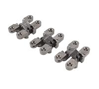 Nikou Lot de 3 charnières cachées de 43 mm - Mini charnières de porte en croix - Charnière invisible à 180 degrés - En alliage de zinc - Charnière de porte pliante - Charnière de meuble pour portes en