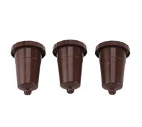 Nikou Lot de 3 filtres à café réutilisables en polypropylène de qualité alimentaire et acier inoxydable 304, dosette de filtre à café rechargeable avec cuillère à brosse pour machines à café, marron
