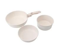 Nikou Lot de 3 poêles à frire avec poignée amovible à fond plat pour cuisinière à induction et cuisinière à gaz, poêle à frire en pierre antiadhésive, 20 cm, 24 cm, 28 cm