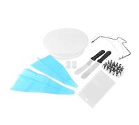 Nikou Lot de 33 décorations de gâteaux de cuisine, plateau tournant avec grattoir et douilles à pâtisserie, support à gâteau et accords de pâtisserie pour décoration de gâteaux et pâtisserie