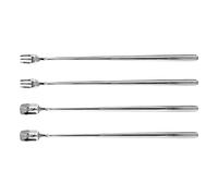 Nikou Lot de 4 cuillères à café en acier inoxydable 304, cuillère à café et fourchette à long manche avec tête carrée, nettoyage facile pour café et bar, argenté