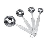 Nikou Lot de 4 cuillères à mesurer en acier inoxydable pour ingrédients secs et liquides, 1/4 cuillère à café à 1 cuillère à soupe, passe au lave-vaisselle, ustensiles de cuisine, argent