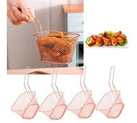Nikou Lot de 4 Paniers à Friture en Acier Inoxydable, Petit Panier Presentation Frites Individuel Panier de Friteuse Pour Frites Pommes de Terre Friteuse Cuisine Outil de Cuisson