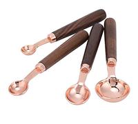 Nikou Lot de 4 tasses et cuillères à mesurer en acier inoxydable or rose - Ustensiles de mesure pour un usage domestique