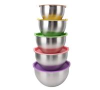 Nikou Lot de 5 bols à mélanger en acier inoxydable avec couvercles colorés pour la cuisson, la préparation, la cuisine et le service, parfaits pour la préparation de salades et de plats
