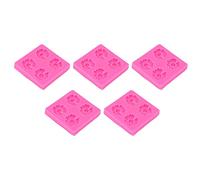 Nikou Lot de 5 moules à glaçons à 4 trous en silicone pour la maison, les fournitures de cuisine, vert, moule en argile fondant, outil de décoration de gâteau, rose