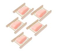 Nikou Lot de 5 Porte Savons Étanches en Bois, Antidérapant Plateau à Savon 11,4 x 8,1 cm, Éponges Accessoires pour Douche, Salle de Bain, Cuisine