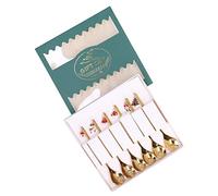 Nikou Lot de 6 cuillères créatives en acier inoxydable, cuillère à crème glacée, cuillère à café, finition dorée, ustensiles de cuisine pour mélanger et servir