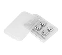 Nikou Lot de 6 glaçons réutilisables en acier inoxydable avec pince à glace et boîte de rangement, idéal pour refroidir les boissons, pierres de glace non diluées